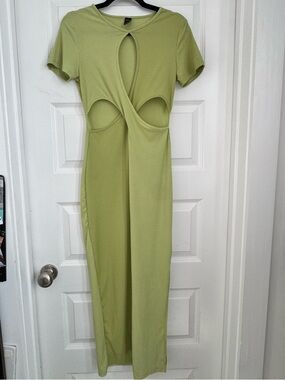 SHEIN Light Green Cutout Midi Dress